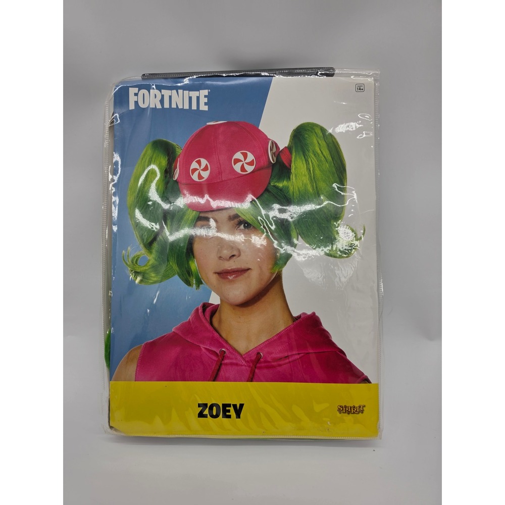 Fortnite Zoey Wig and Hat Set Spirit Halloween Cosplay Accessory New